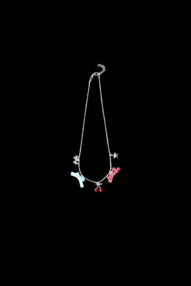 Zara CHERRY AND BOW NECKLACE - Silver - Image 0