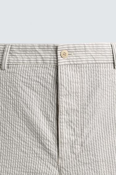 STRAIGHT-LEG SEERSUCKER TROUSERS - striped by Zara - Image 8
