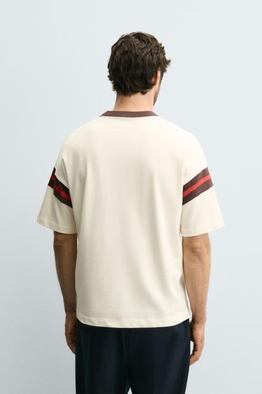T-SHIRT RIB À BANDES - Écru de Zara - Image 2