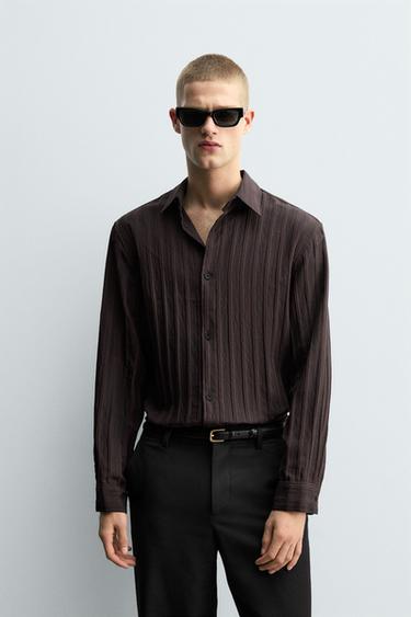 STRIPED JACQUARD SHIRT - Brown by Zara