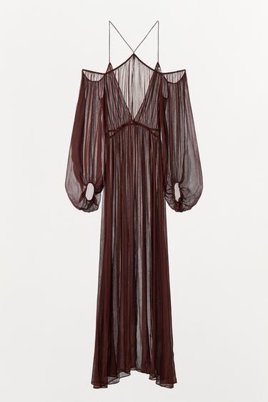 VESTIDO AMPLO FLUIDO - Marrom da Zara - Imagem 0