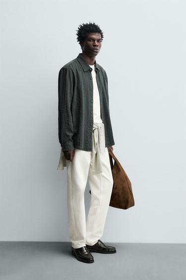 Zara RELAXED FIT FLOWY SHIRT - Gray - Image 0