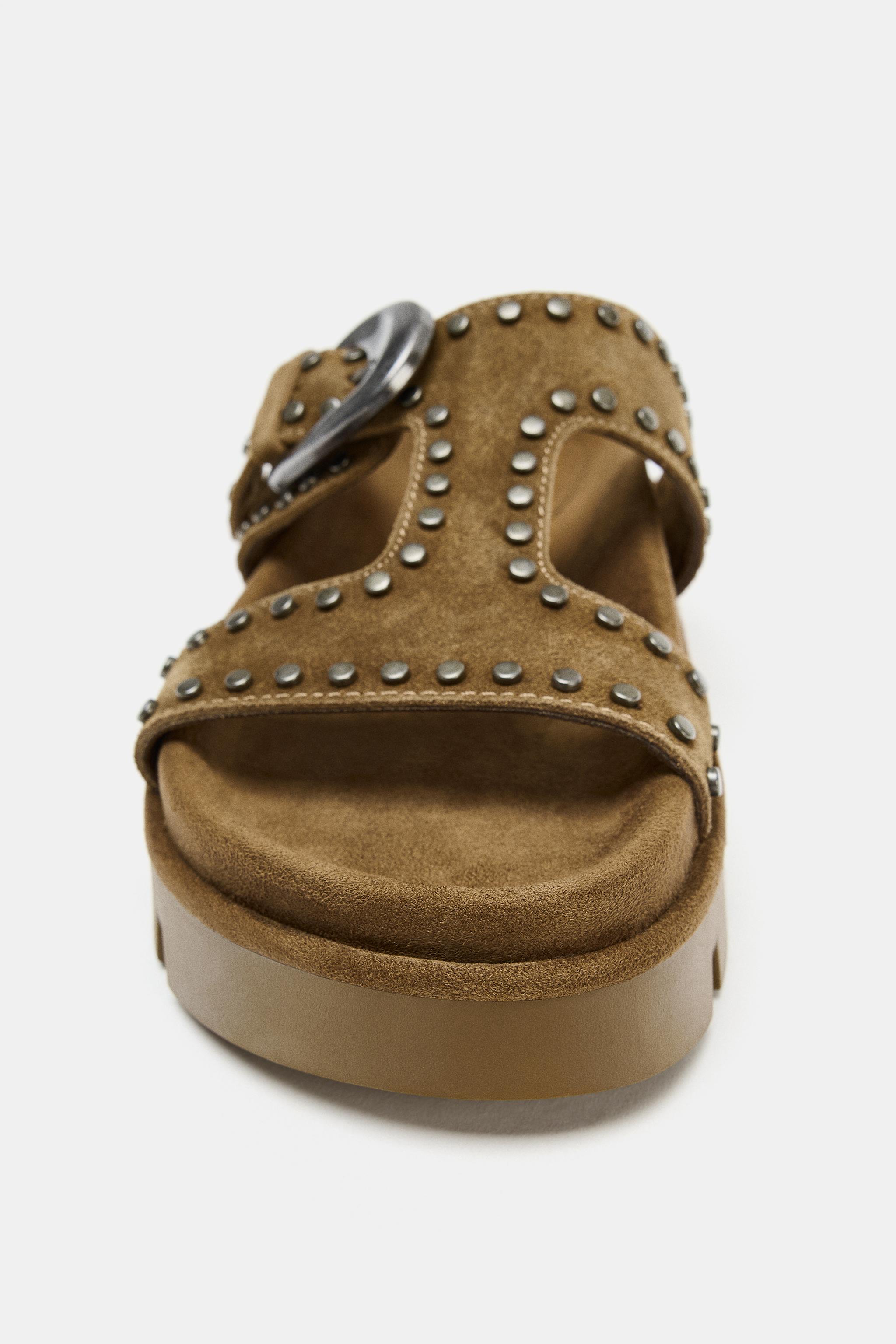 SANDÁLIA PLATAFORMA TACHAS CROUTE - Verde-caqui | ZARA Brasil