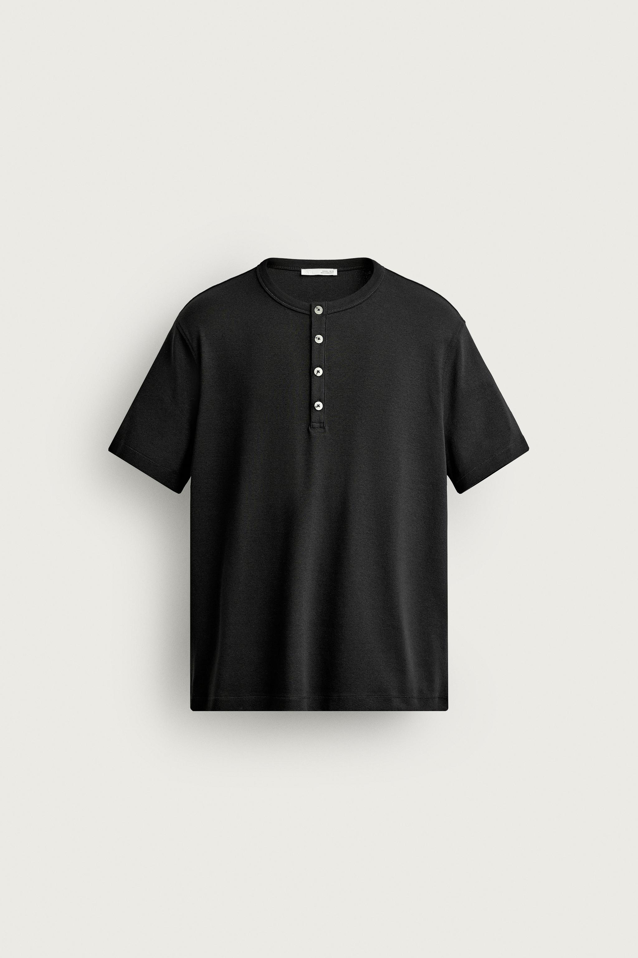 Мужские футболки Zara REGULAR FIT HENLEY T-SHIRT — фото 5