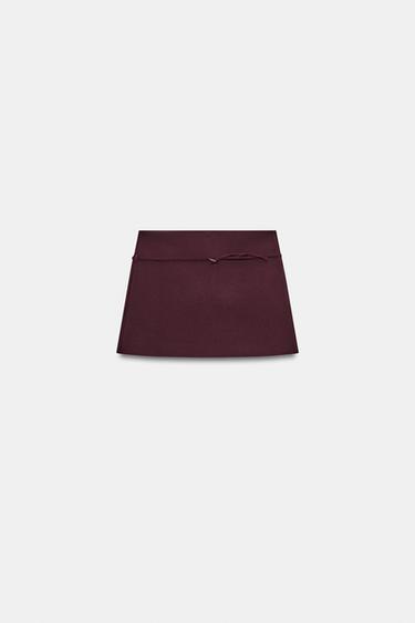 BELTED SKORT - Dark aubergine by Zara