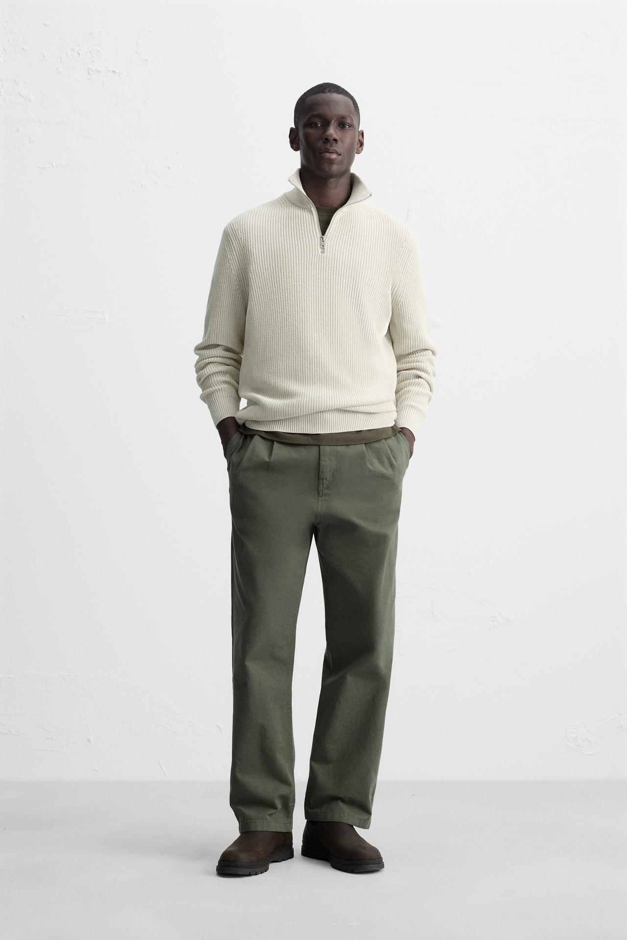 BASIC QUARTER-ZIP SWEATER - Ecru by Zara