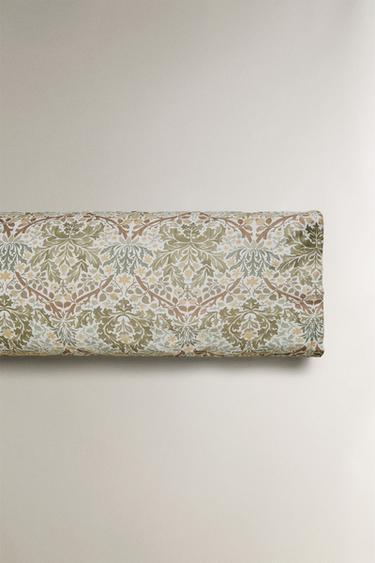 MORRIS & CO. LEAVES COTTON SATEEN PILLOWCASE - Green by Zara - Image 4