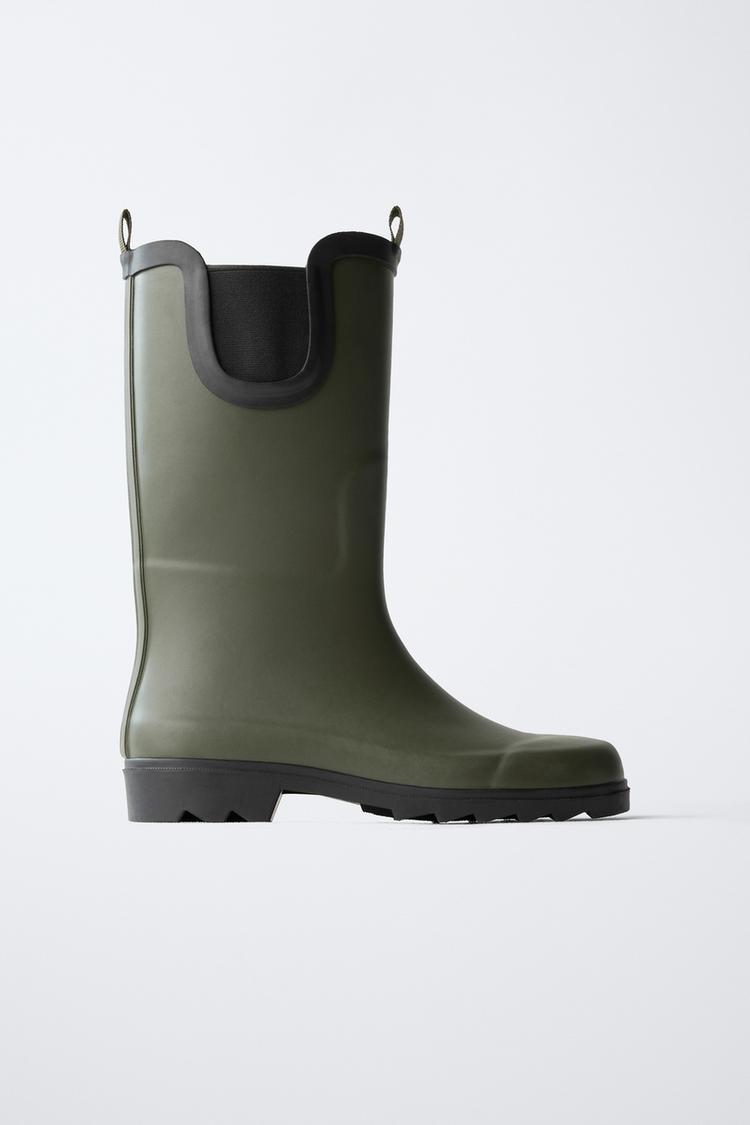 TALL RUBBER RAIN BOOTS Green ZARA United States1