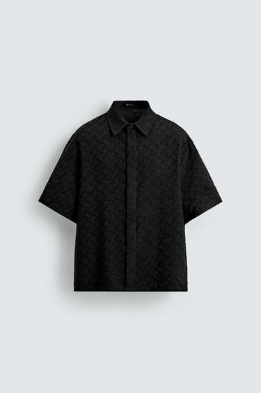 GEOMETRIC JACQUARD SHIRT - Black by Zara