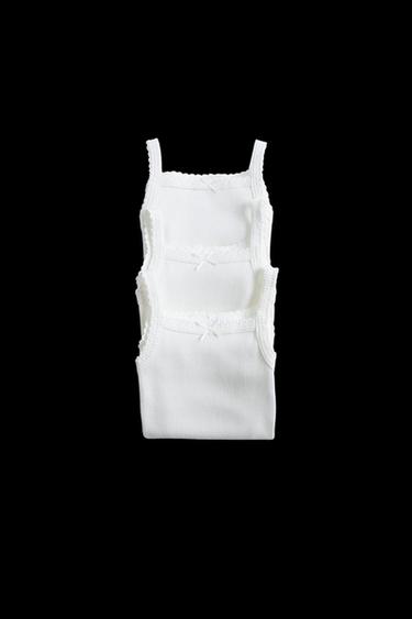 Zara THREE-PACK OF RIBBED STRAP BODYSUITS - Oyster-white - Image 0