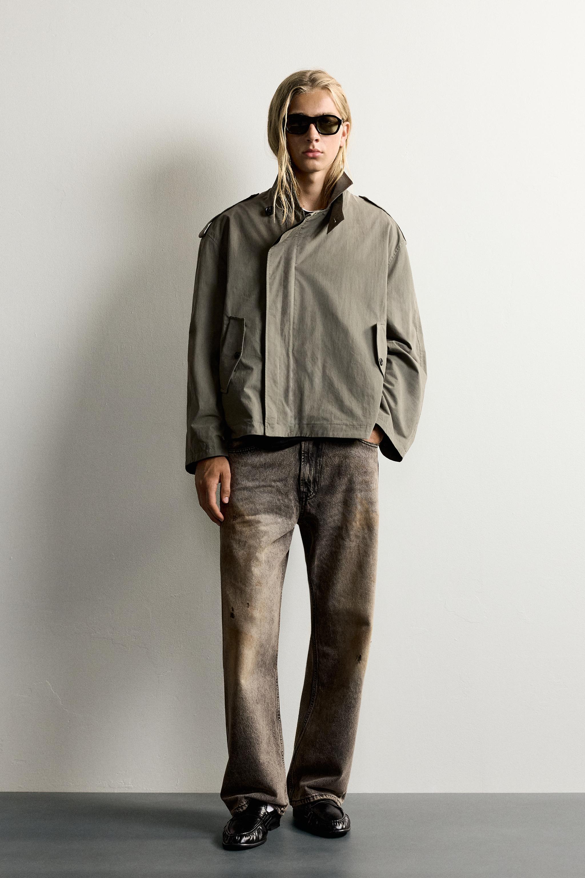 Мужские куртки Zara CROPPED TECHNICAL TRENCH COAT
