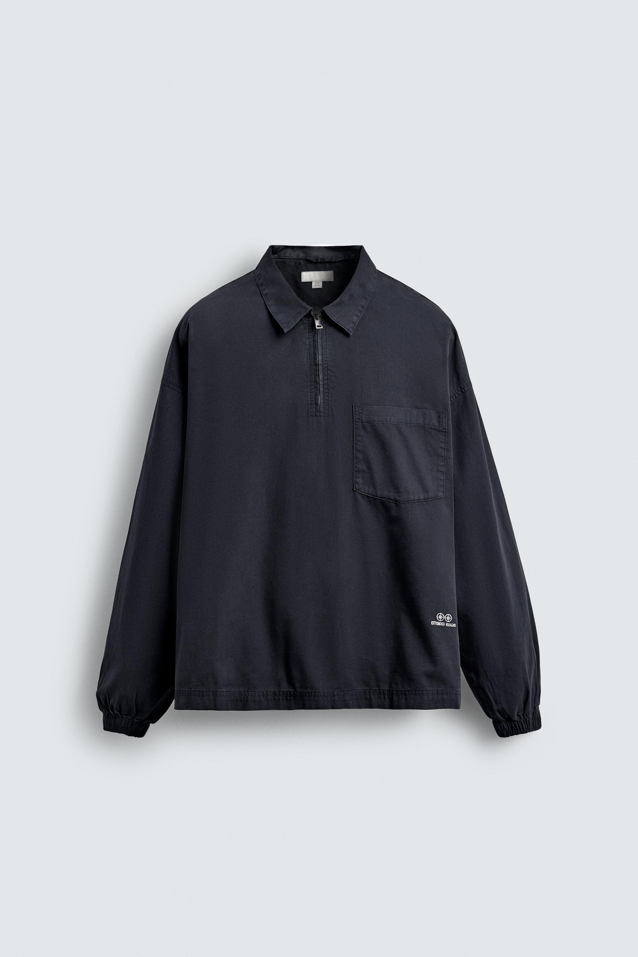 デニム ジッパー ポロシャツ - ブルー | ZARA Japan / 日本