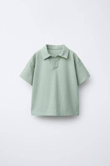 PLAIN POLO SHIRT AND JOGGING BERMUDA SHORTS SET - Green by Zara - Image 1