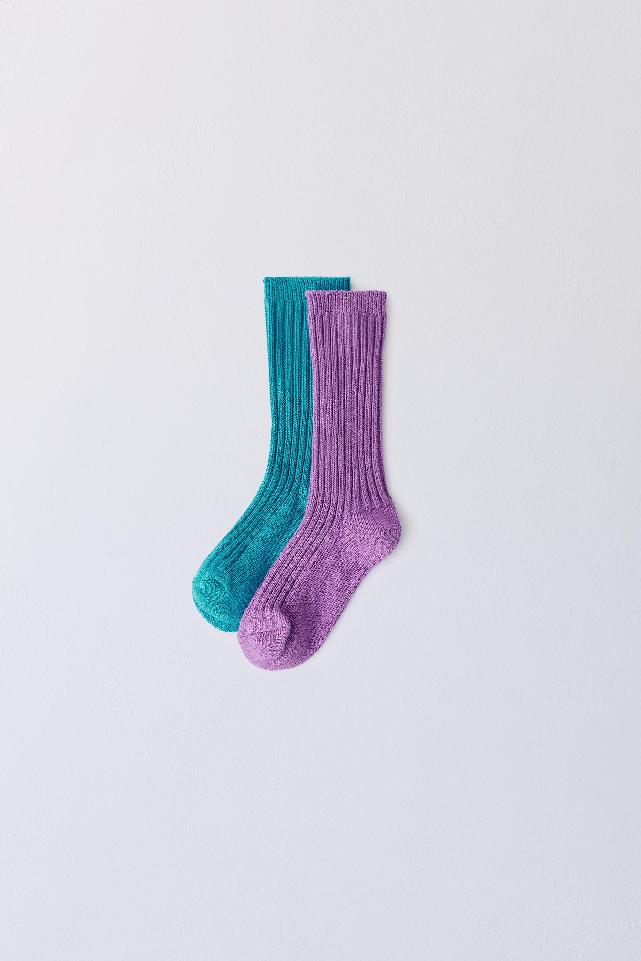 TWO-PACK RIBBED MID-CALF SOCKS — Dark turquoise