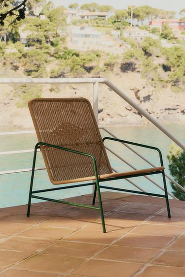 WOVEN OUTDOOR CHAIR WITH GEOMETRIC DETAIL - Brown / Green by Zara