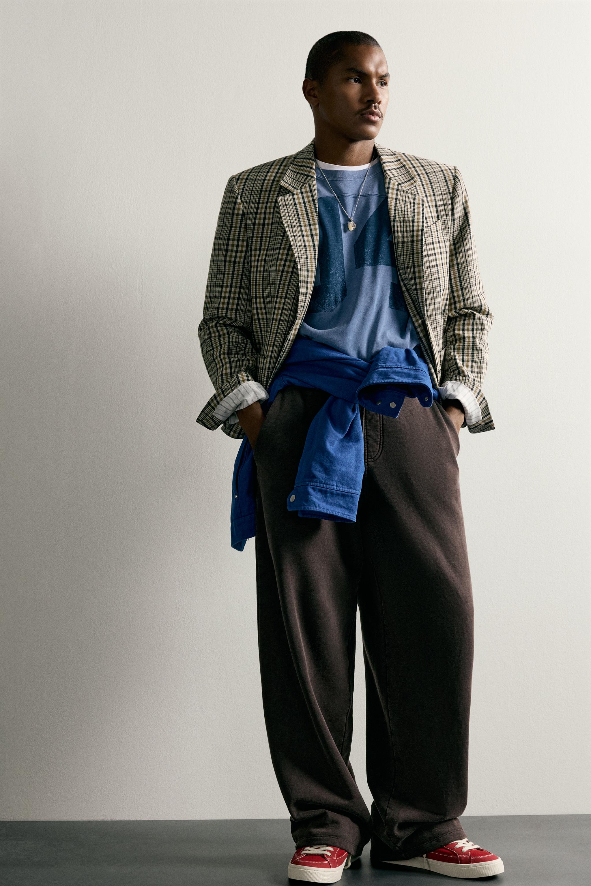 PLAID BOXY FIT BLAZER