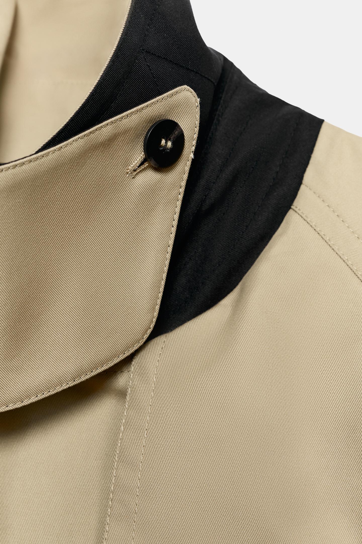 Женское пальто Zara ZW Collection Double-Breasted Long Trench, цвет: Светлый верблюжий — фото 10