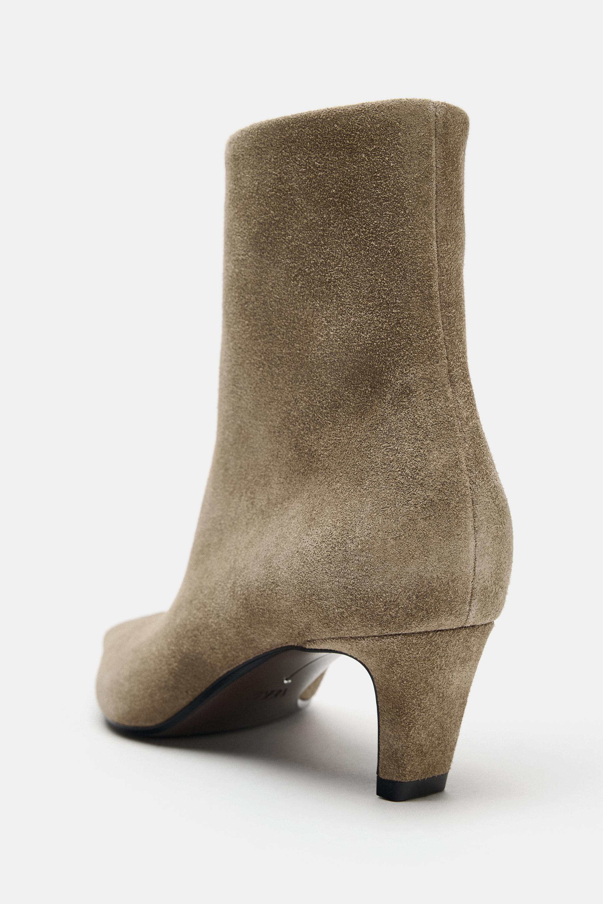 BOTTINES KITTEN EN CROÛTE DE CUIR