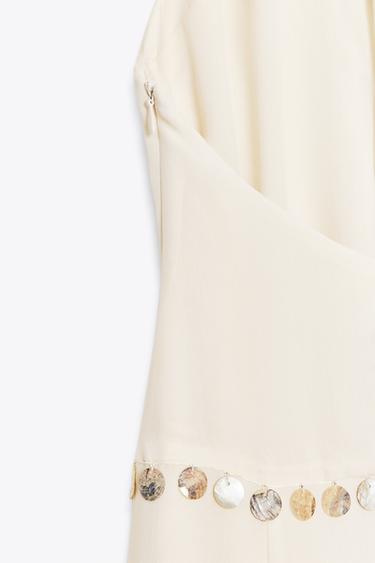 BEADED HALTER MIDI DRESS - Ecru by Zara - Image 3