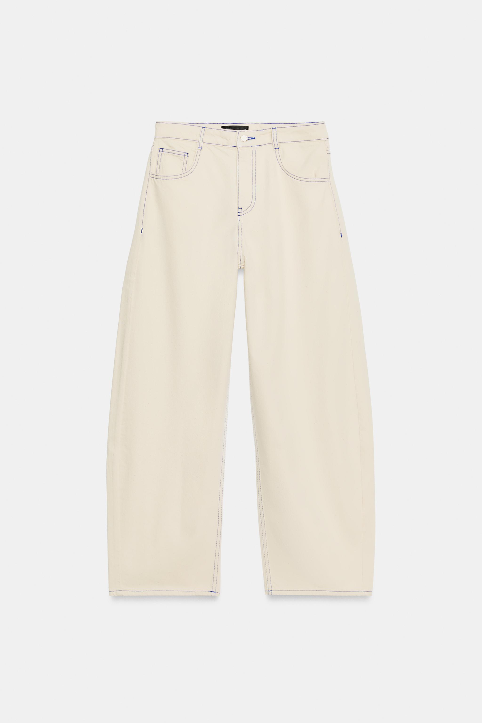 5 1/2 TUCKBARREL DENIM　27 JEANS Z1975 BARREL CINTURA MÉDIA - Cru | ZARA Brasil