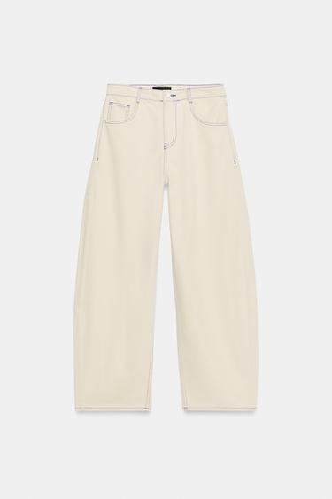 Z1975 MID-WAIST BARREL JEANS - Ecru by Zara - Image 0