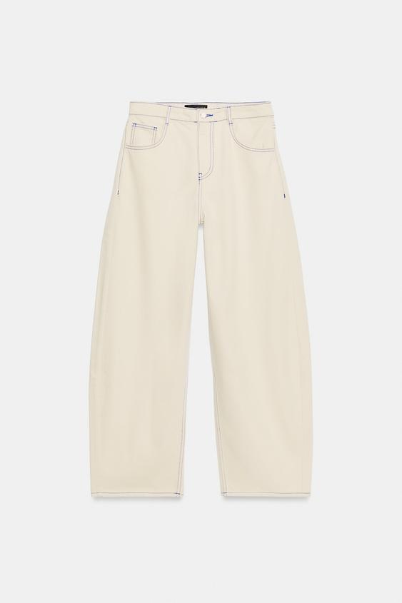 Z1975 MID-WAIST BARREL JEANS - Ecru by Zara - Image 0