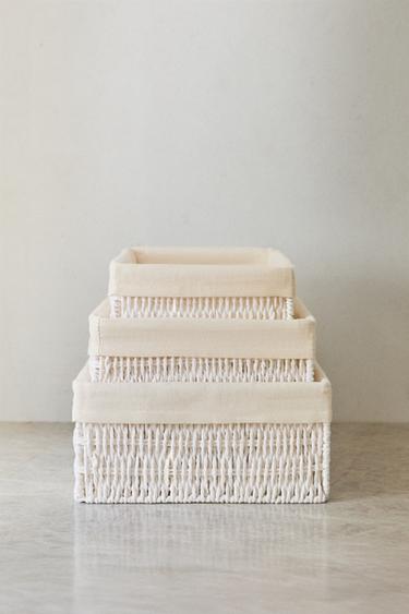 CESTO RECTANGULAR TEJIDO INTERIOR - Blanco de Zara