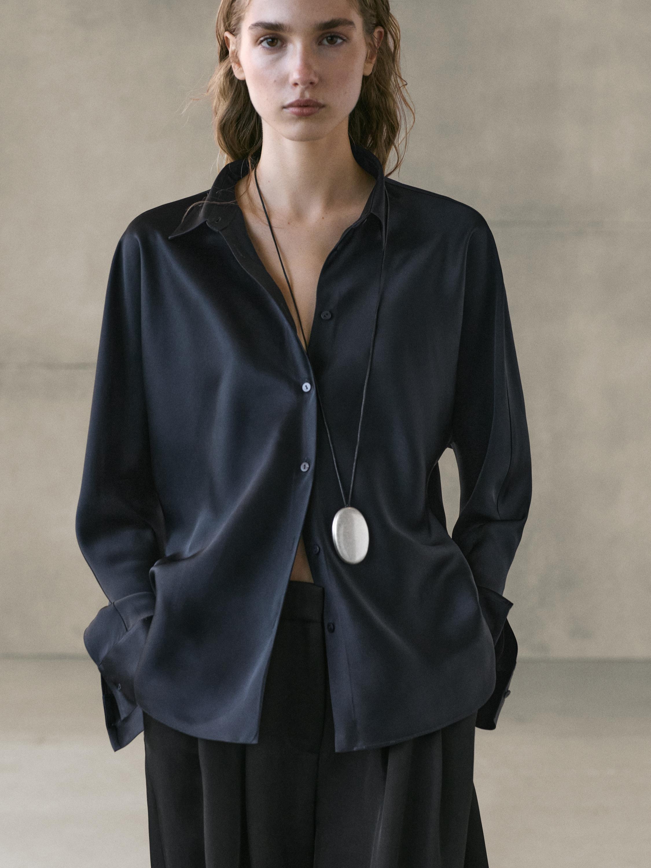 Flowing satin shirt