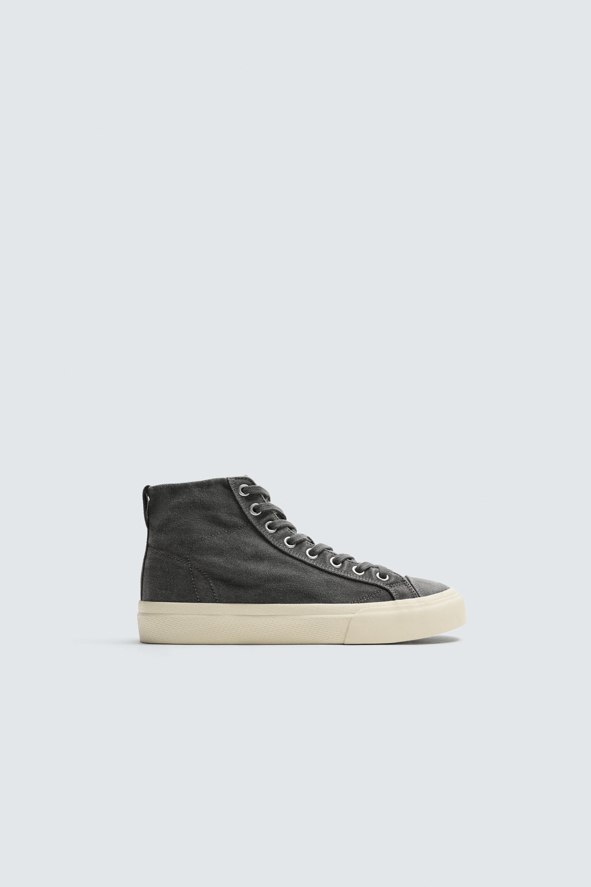 ZARA ブラックレザー ハイカットスニーカー 美品 ZARA ザラ ハイカット ニットスニーカー 36 約23