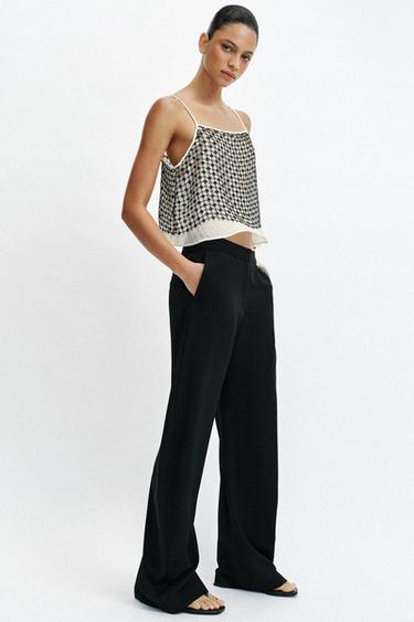 PANTALÓN BARREL TIRO MEDIO - Negro de Zara