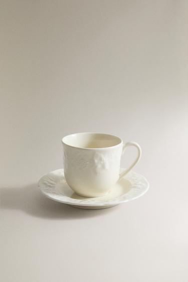 KAFFEETASSE MIT UNTERTASSE AUS PORZELLAN - WEINTRAUBEN - Cremefarben von Zara - Bild 0