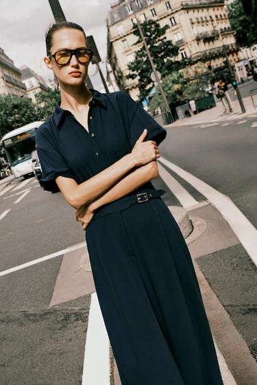 CREPE JUMPSUIT - Navy blue by Zara - Image 1
