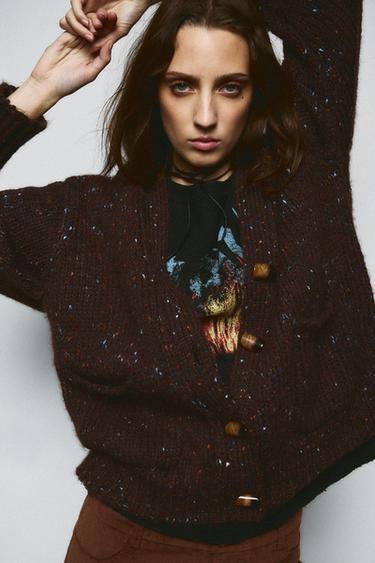 PINCHITA OVERSIZED KNIT CARDIGAN - Dark brown by Zara