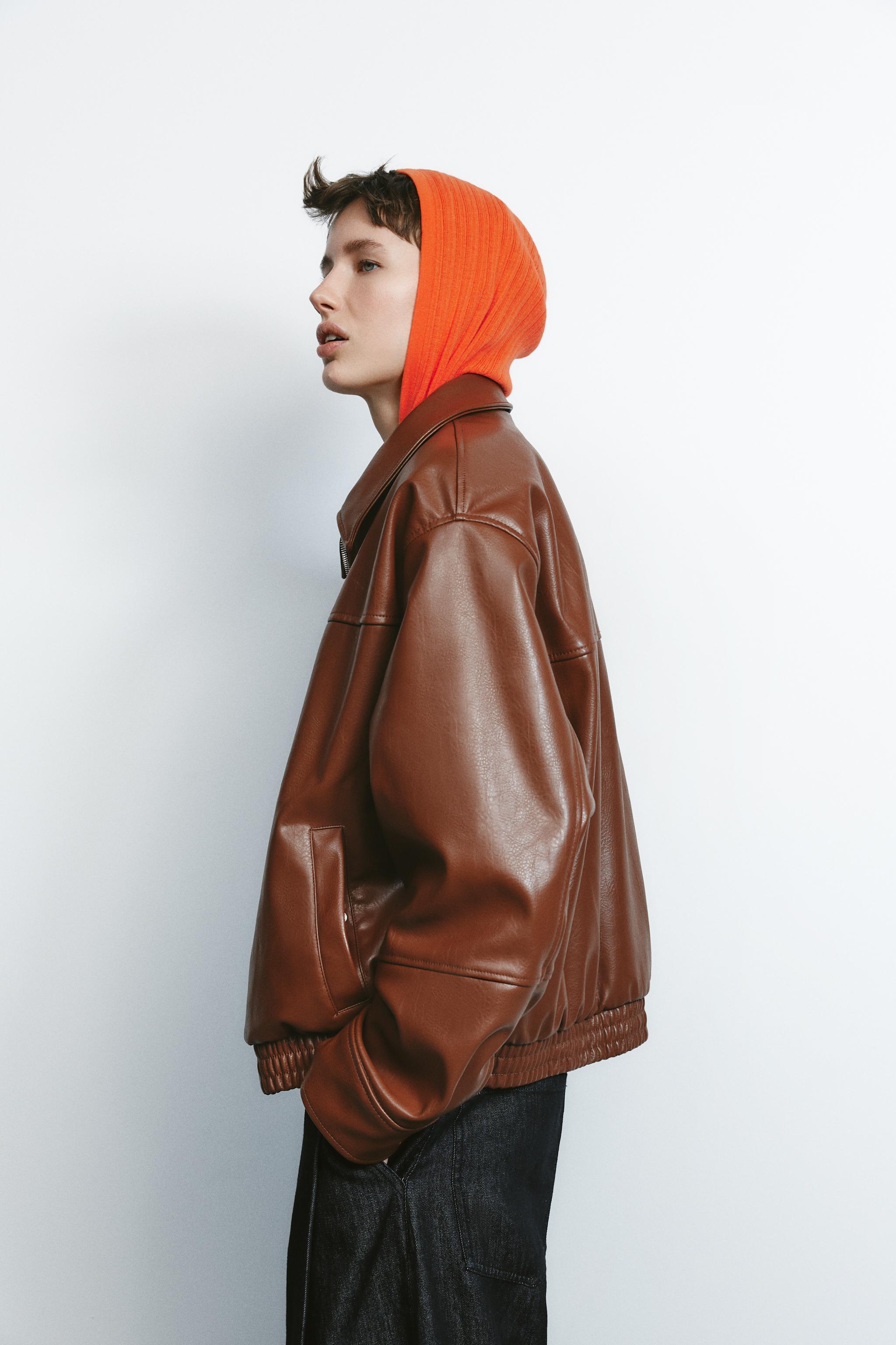 フェイクレザー ボンバージャケット - レザー | ZARA Japan / 日本