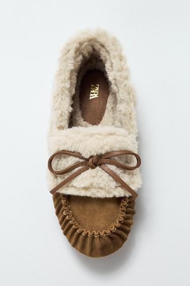 COMBINED SPLIT SUEDE LOAFERS - Brown by Zara