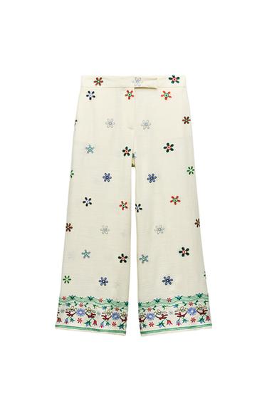 CULOTTES WITH FLORAL EMBROIDERY
