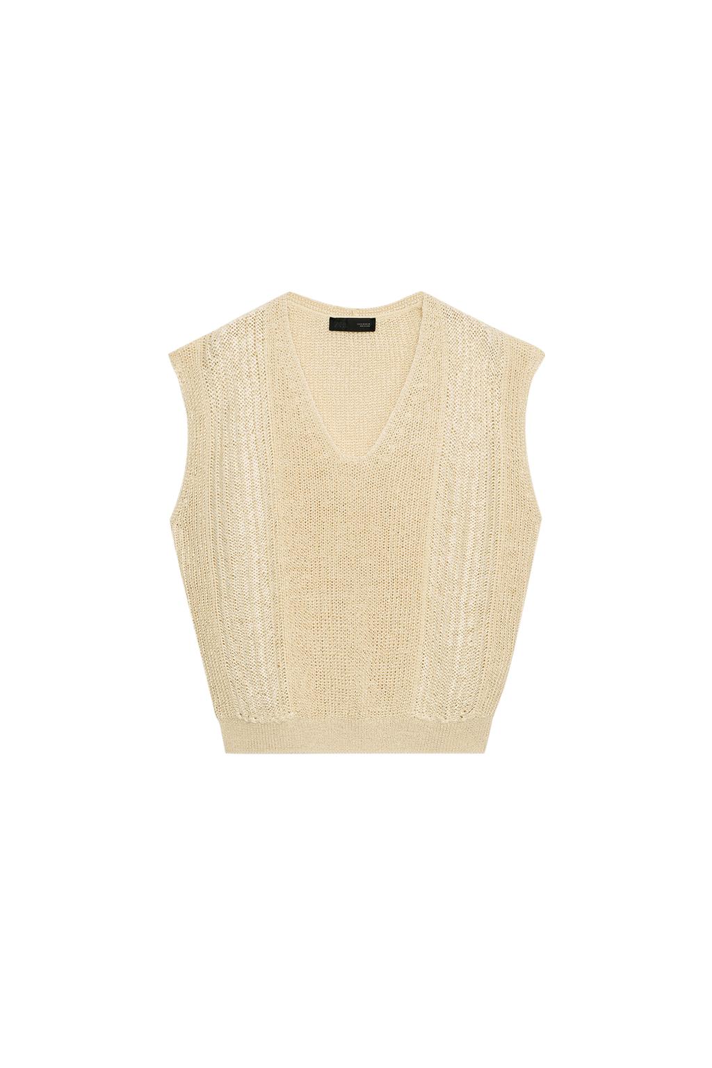 KNIT V-NECK VEST TOP - image 3