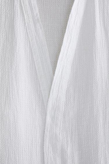 WAFFLE-KNIT LINEN DRESSING GOWN - White by Zara - Image 4