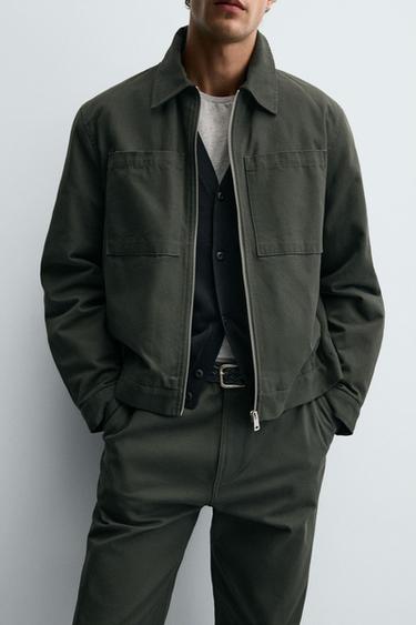 QUILTED OVERSHIRT WITH POCKETS - Dark khaki by Zara - Image 4