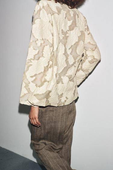 KIMONO JACQUARD FLEURS LIMITED EDITION - Marron clair de Zara - Image 2
