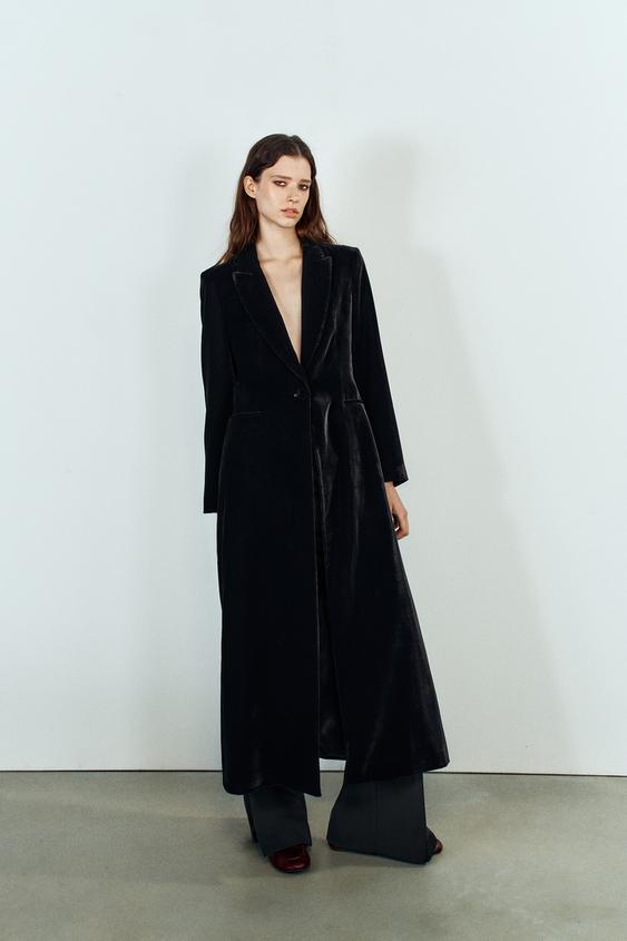 BLAZER LONG EN VELOURS - Noir de Zara - Image 0