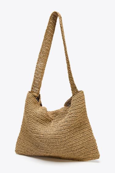 BEADED WOVEN TOTE BAG - Light beige by Zara - Image 2