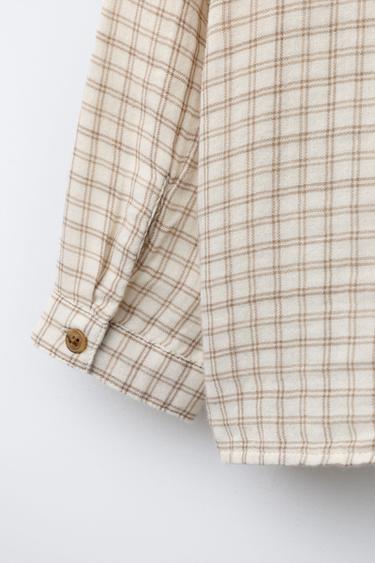 CHEMISE À CARREAUX ET POCHE - Écru de Zara - Image 3