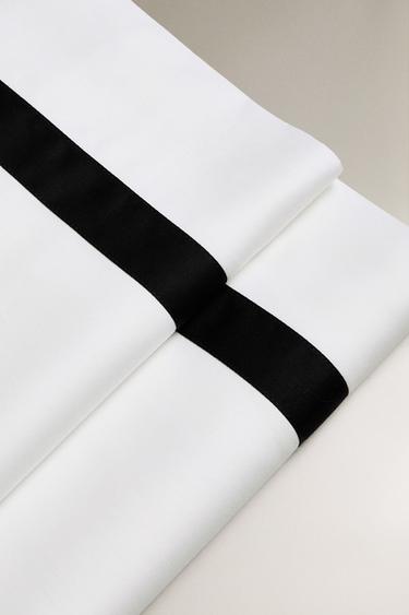 BORDERED SATEEN FLAT SHEET - Black by Zara - Image 4