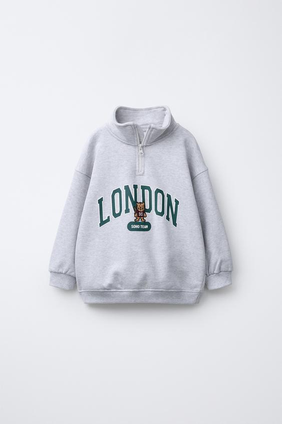 EMBROIDERED BEAR SWEATSHIRT - Grey marl by Zara - Image 0