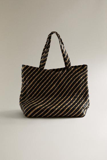 SHOPPER DE PELE ENTRELAÇADA - Bicolor da Zara