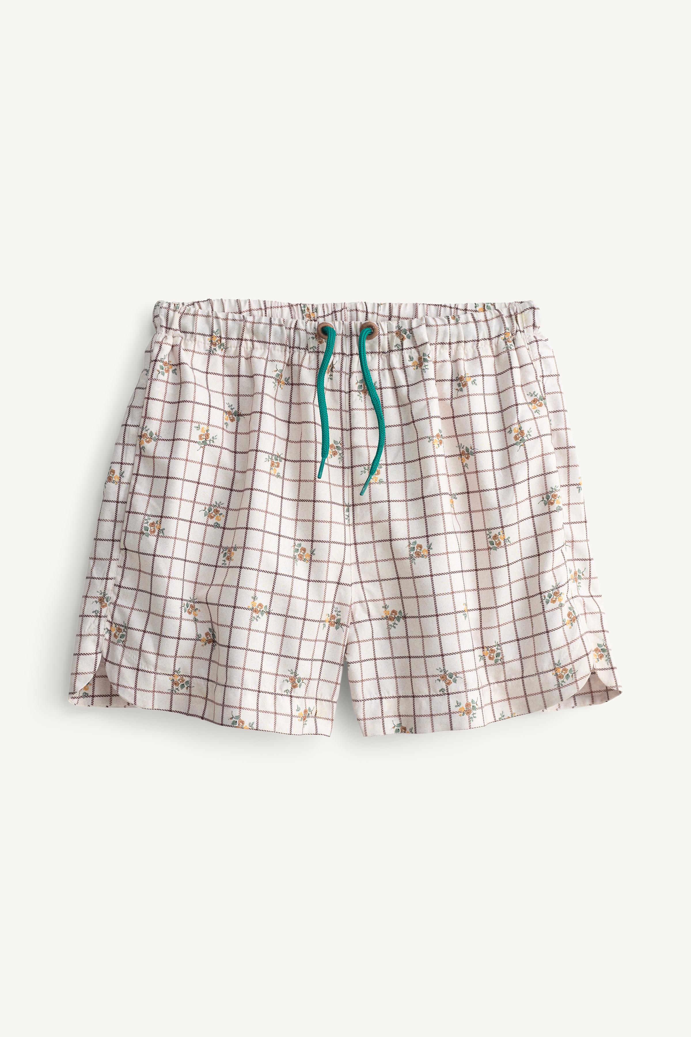 SHORT DE BAIN À CARREAUX ET FLEURS ÉDITION LIMITÉE