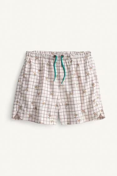 BERMUDA BAÑO CUADROS Y FLORES LIMITED EDITION - Crudo de Zara