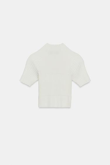RIBBED KNIT CROP TOP - White by Zara - Image 4