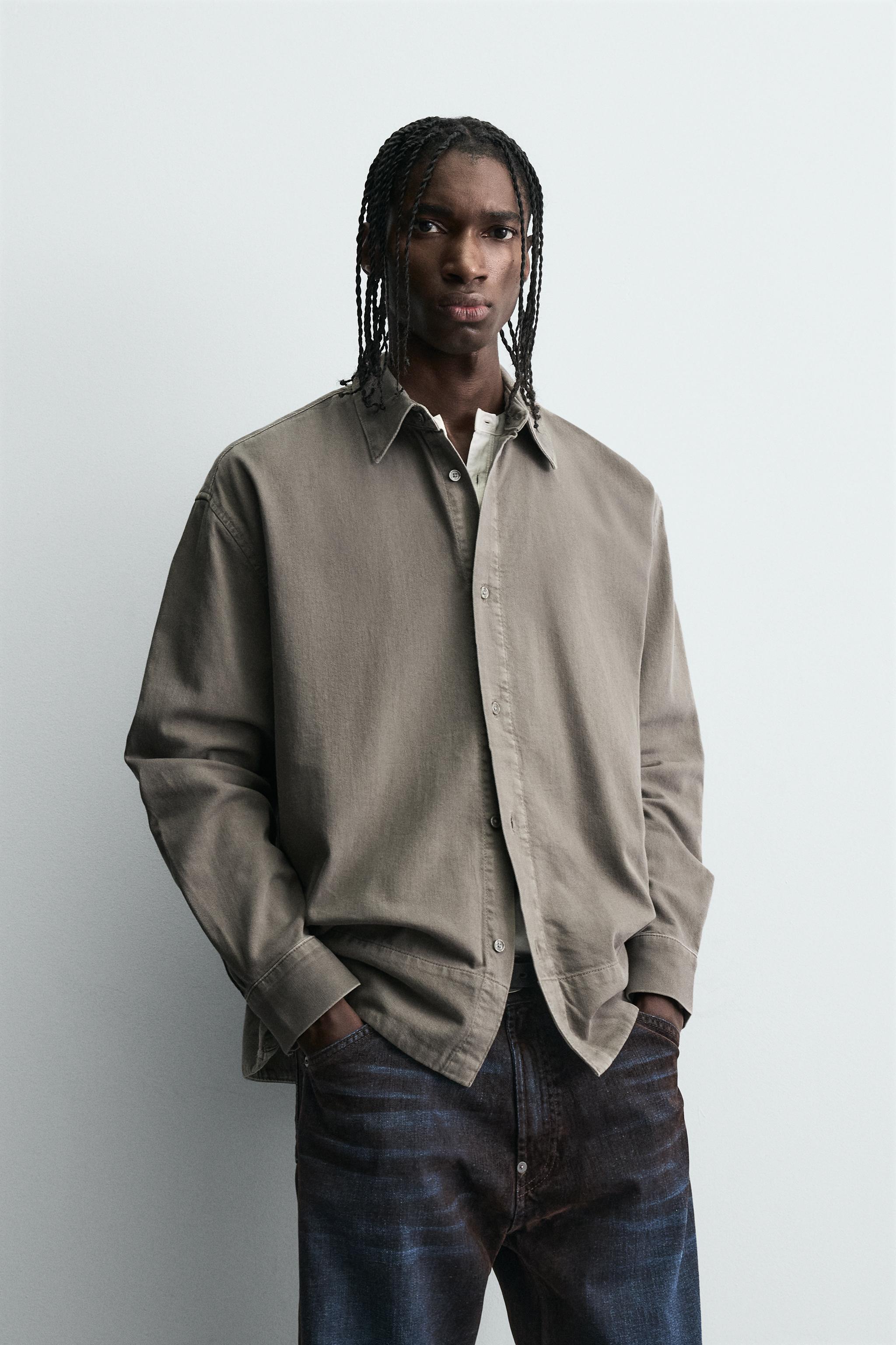 WASHED DENIM SHIRT - Taupe gray | ZARA United States